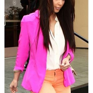 Naven silk blazer bright pink neon jacket